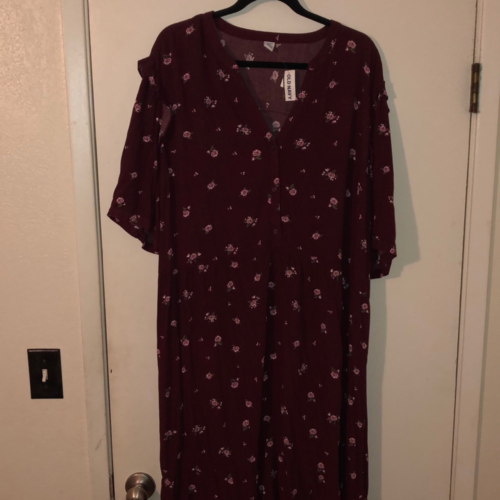 Maroon and Floral Dress